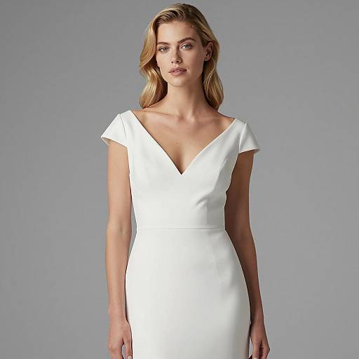 Blonde Woman in Elegant White Cocktail Dress