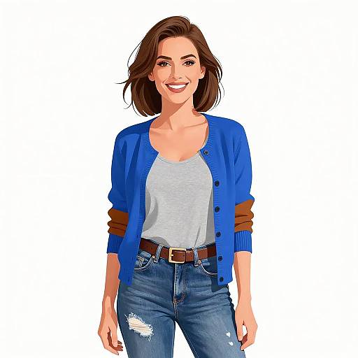 Casual Chic Smiling Woman in Blue