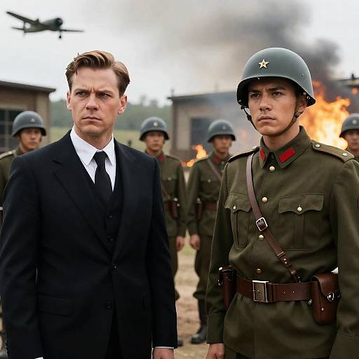 Dramatic WWII Movie Scene in Action