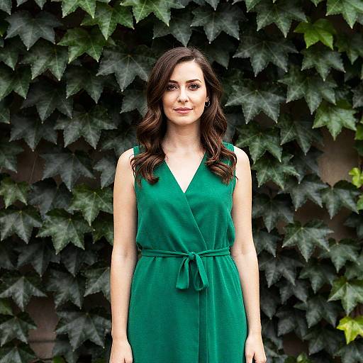 Woman in Green Dress with Ivy
