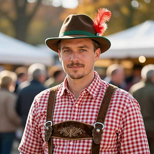 Man in Traditional Bavarian Oktoberfest Costume