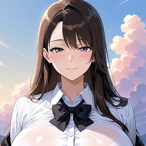 Shiny Mature Woman Portrait With Bow