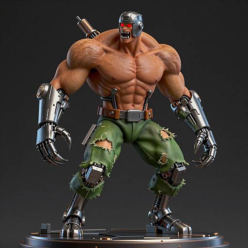 Cybernetic Muscular Creature Sculpture