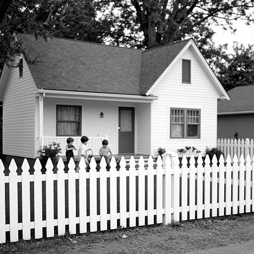 Vintage Americana Family Home Scene