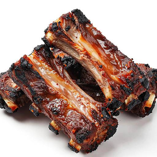 Close-Up of Juicy Charred BBQ Ribs