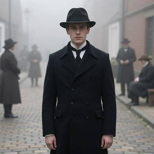 Mysterious Man in Foggy Victorian Street