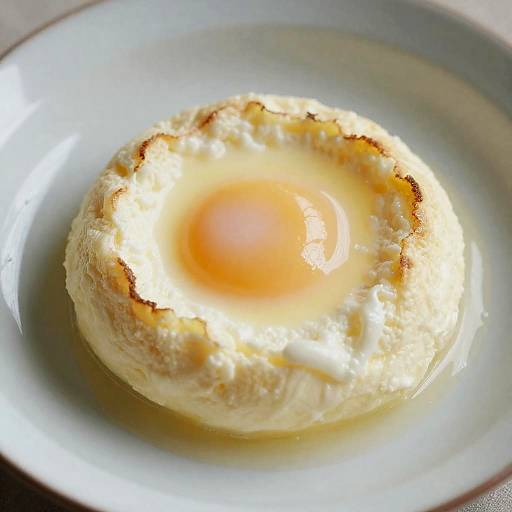 Silky Shirred Egg on Ceramic Plate