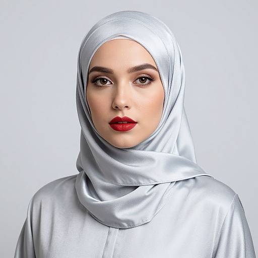 Elegant Woman in Silver Hijab