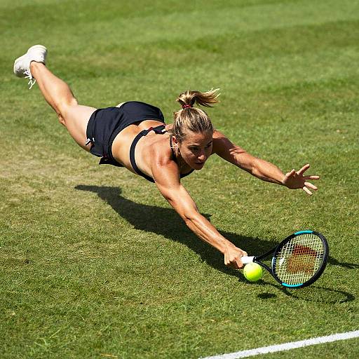 Tennis Bikini Player Diving Action