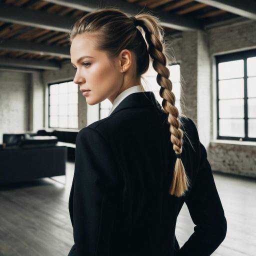Fashion Model with Braided Ponytail in Black Blazer Fashion Model with Braided Ponytail in Black Blazer