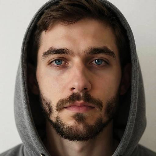 Portrait of Man in Gray Hoodie