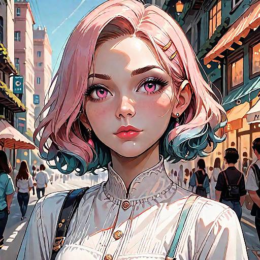 Elegant Woman Walking in City View