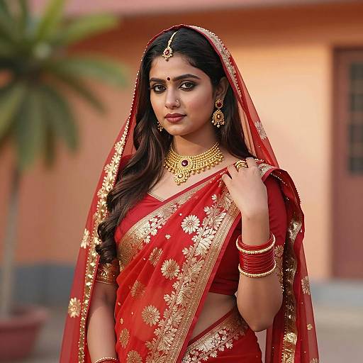 Elegant Jasmine in Traditional Red Saree