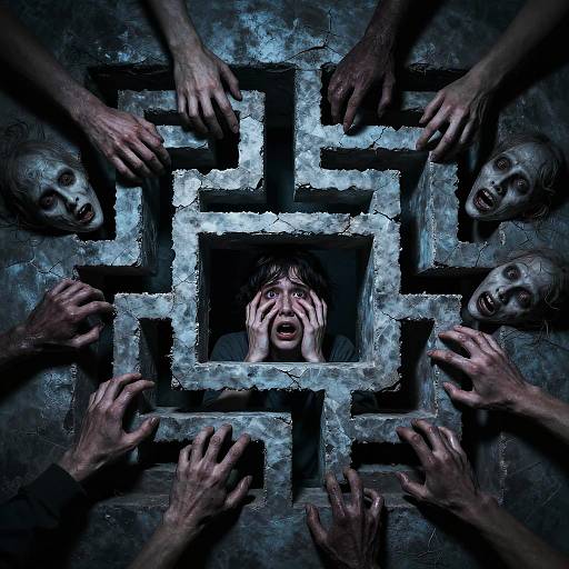 Nightmare Labyrinth of Distorted Faces