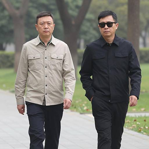 Two Men Strolling in a Park