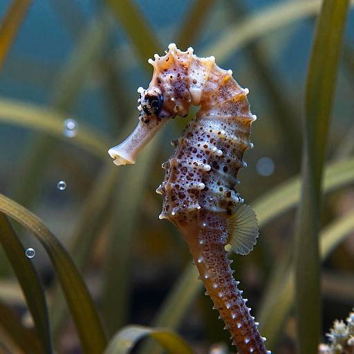 Photorealistic Seahorse in Seagrass