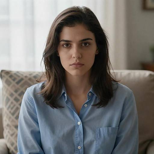 Contemplative Woman in Sunlit Room