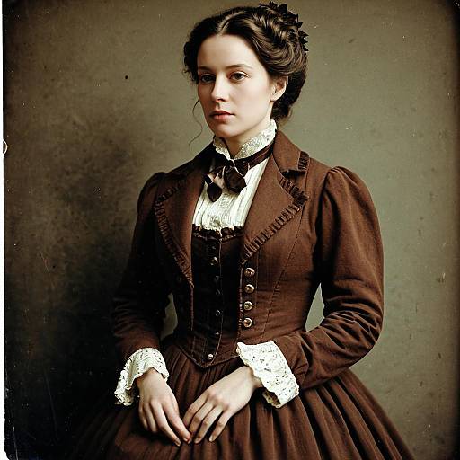 Victorian Woman in Brown Dress