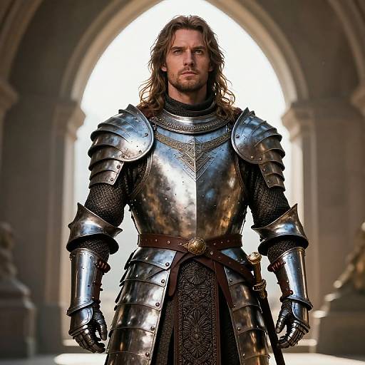 Heroic Warrior in Medieval Armor