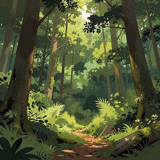 Graphic Novel Style Forest Landscape