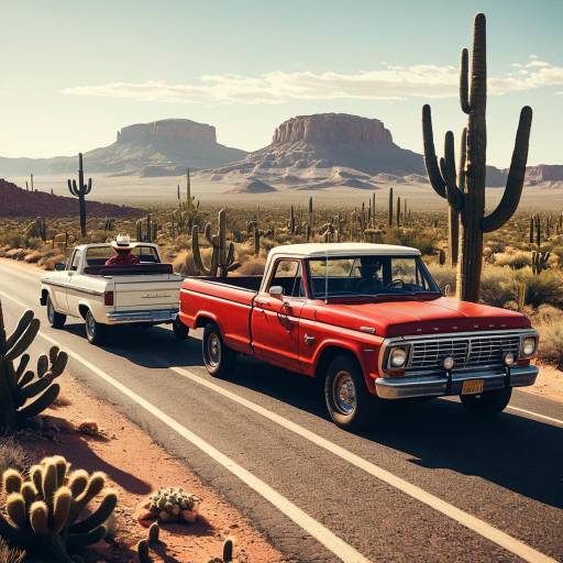 Whimsical Cars on a Desert Highway Whimsical Cars on a Desert Highway