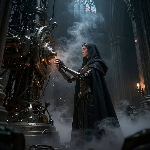 Female Techpriest in Sci-Fi Cathedral