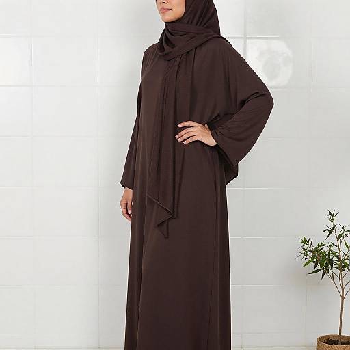 Side Profile of Woman in Brown Hijab