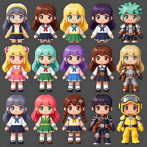 Diverse Anime Character Sprite Generator