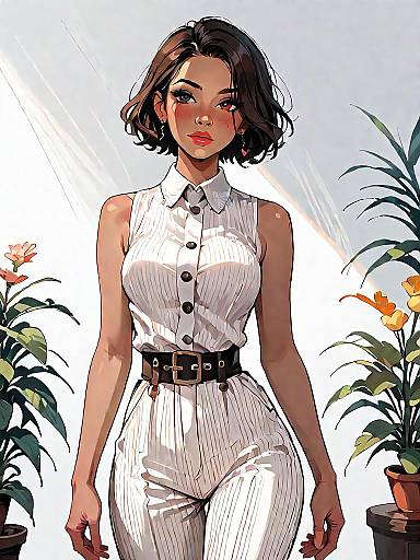 Elegant Woman in Tailored Jumpsuit