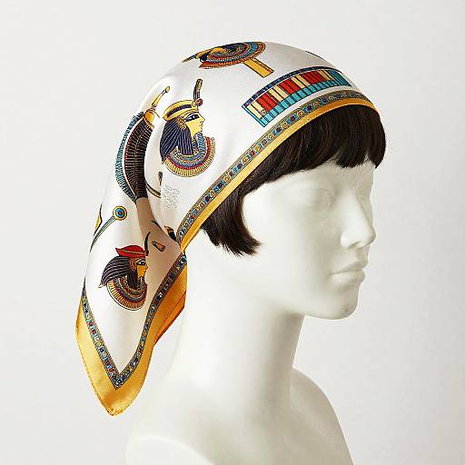 Silk Headwrap with Ancient Egyptian Motifs
