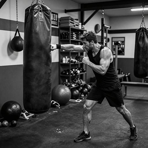 Dynamic Gym Action: Muscular Man Punching