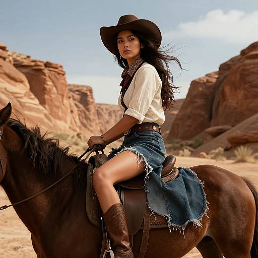 Daring Young Woman in Western Outfit