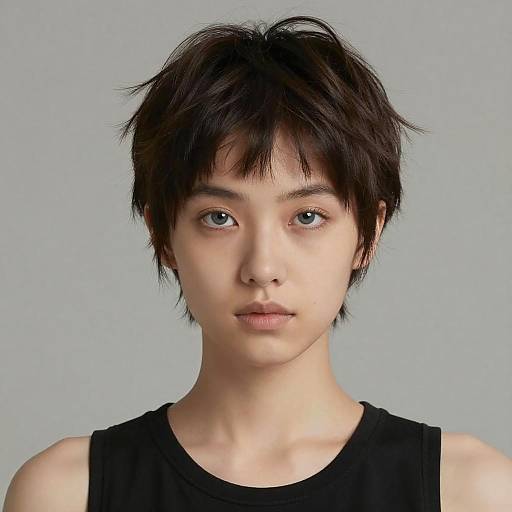 Young Woman with Messy Pixie Cut Hairstyle