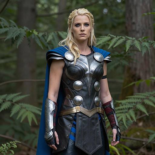 Blonde Warrior in Fantasy Forest Armor