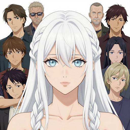 Anime Portrait of White-Haired Woman
