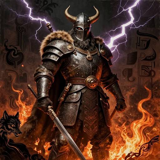 Epic Viking God in Batik Style