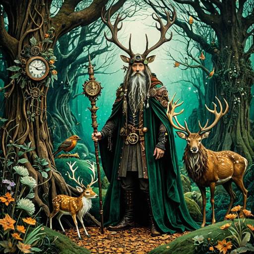 Mystical Druid and Enchanted Stag Mystical Druid and Enchanted Stag