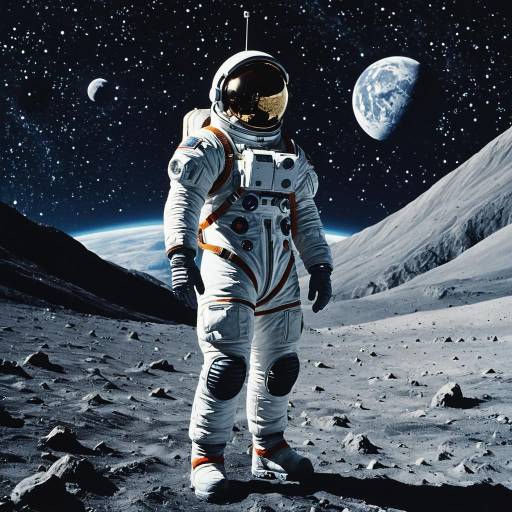 Awe-Inspired Astronaut in Lunar Landscape Awe-Inspired Astronaut in Lunar Landscape