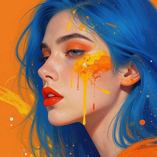 Vibrant Expressionist Woman Profile