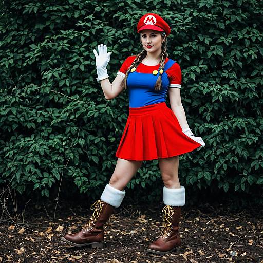 Adult Woman in Mario Costume