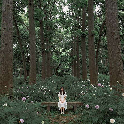 Photorealistic Girl Sitting in Indoor Forest