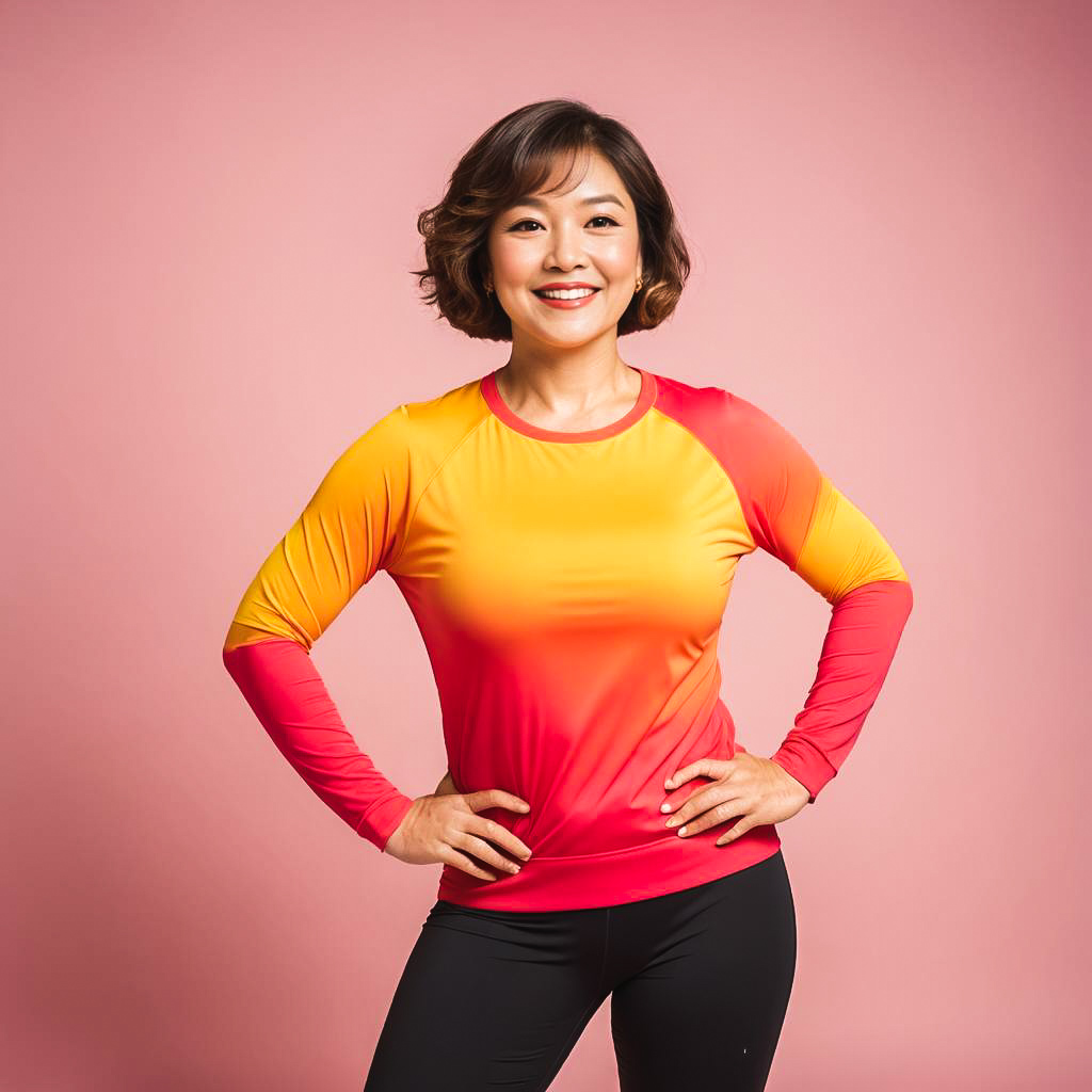 Cheerful Aerobics Enthusiast in Sunrise Studio