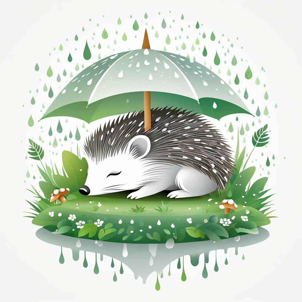 Charming Hedgehog Sleeping Under Mushroom