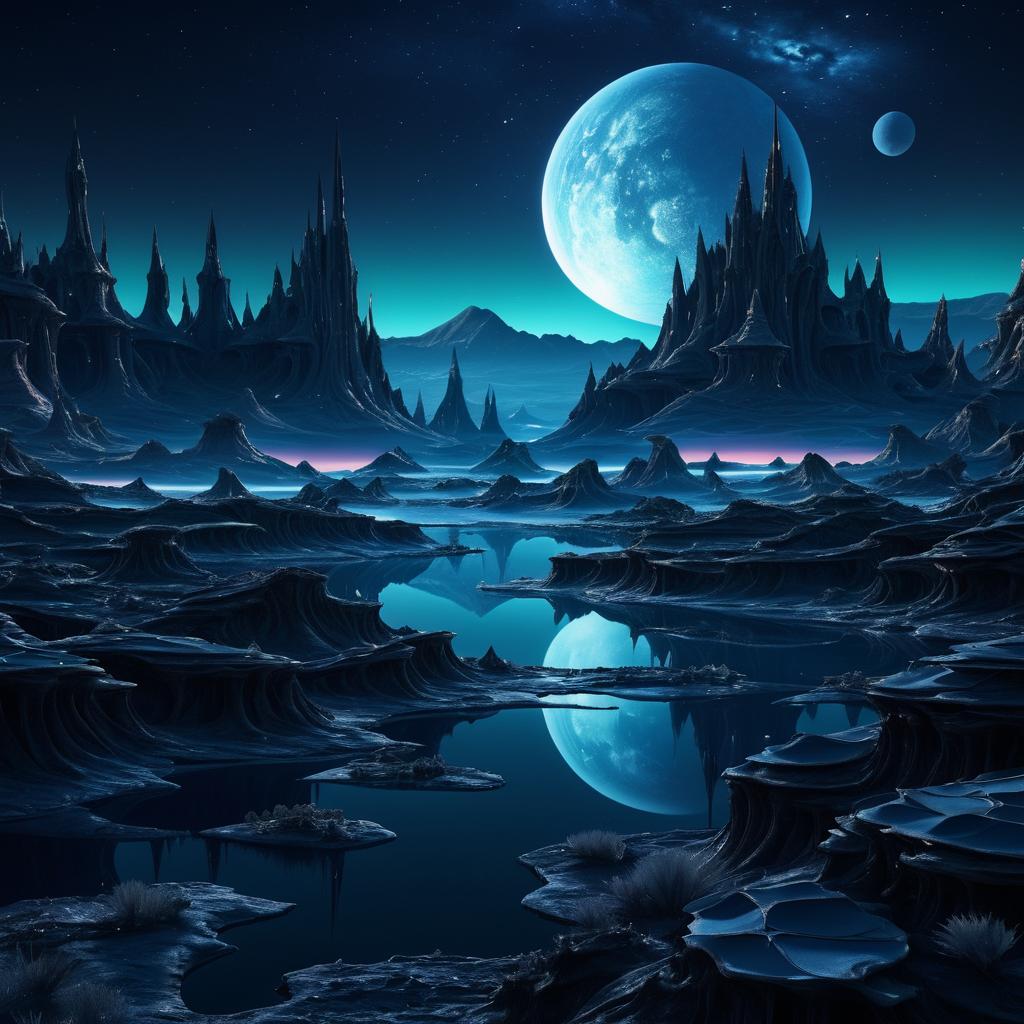 Breathtaking Surreal Alien Night Landscape