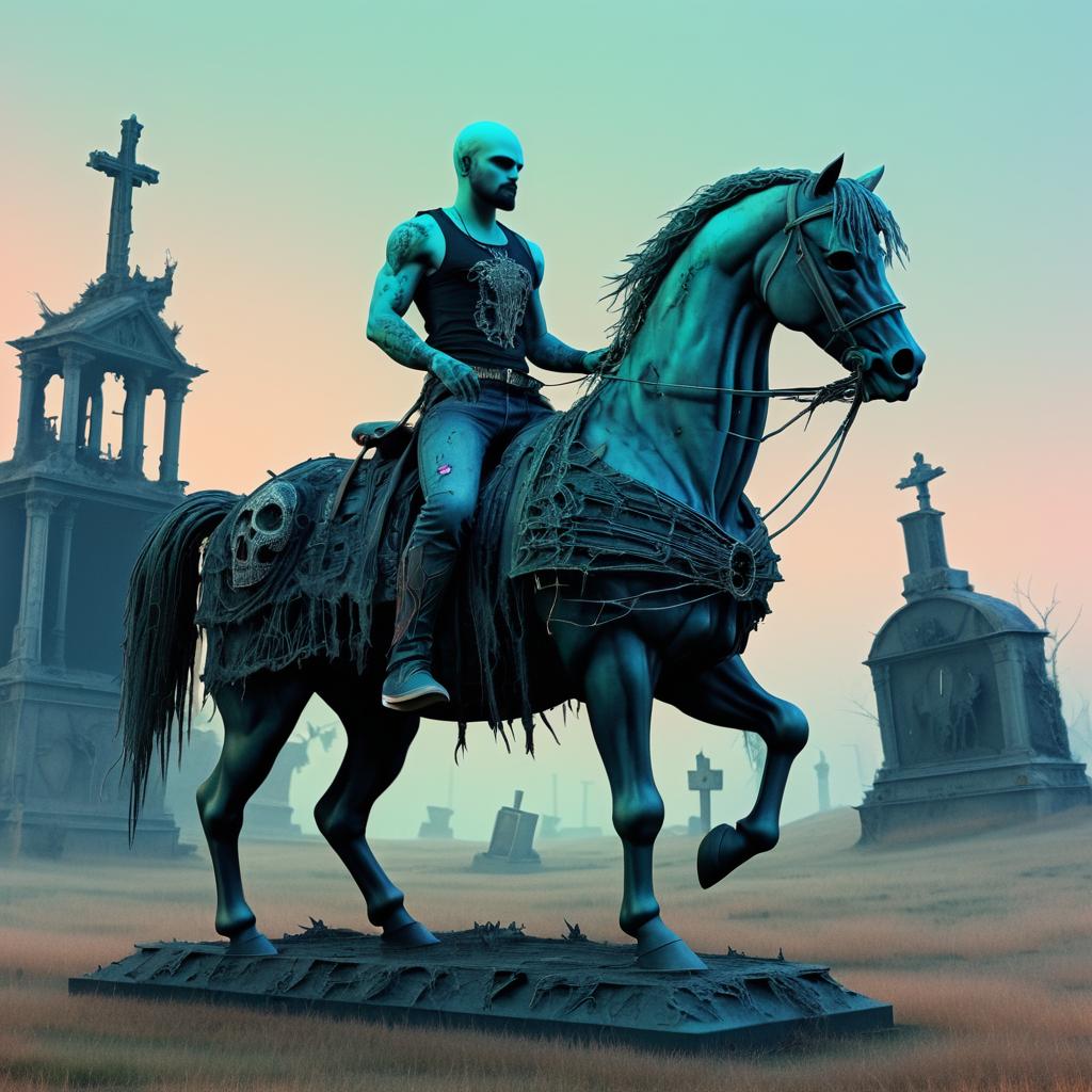 Trippy Zombie on a Skeletal Horse