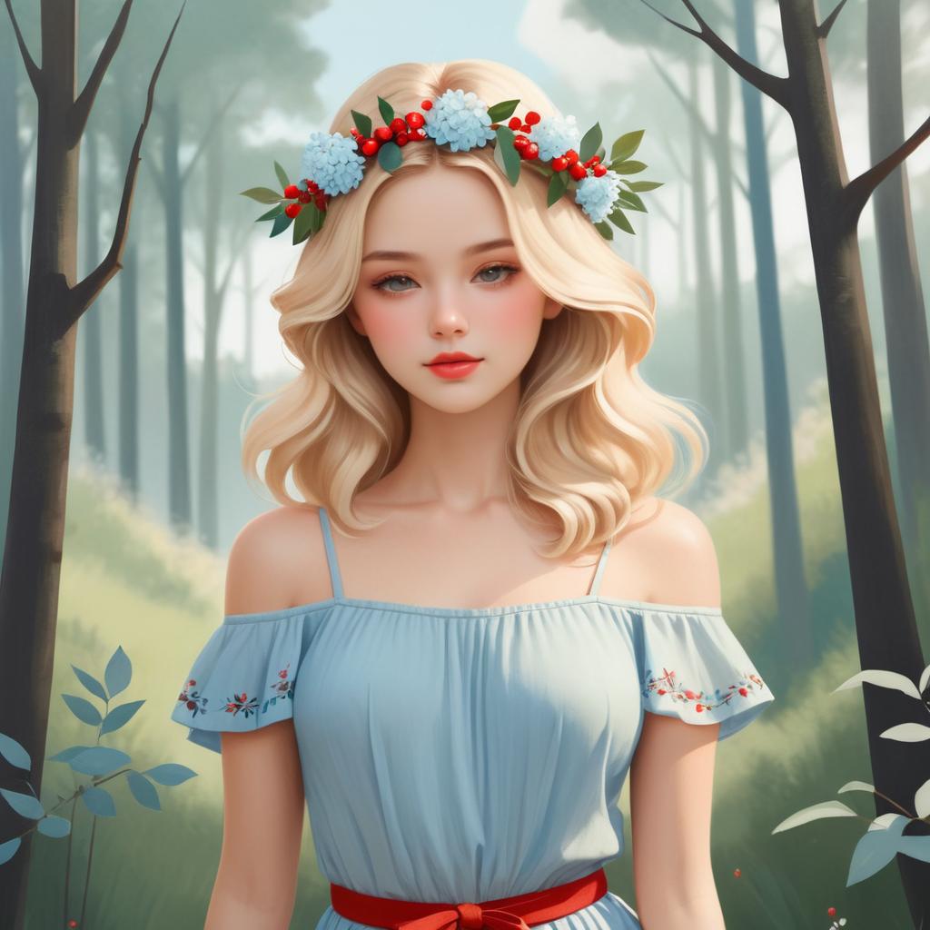 Whimsical Serene Woman in Nature