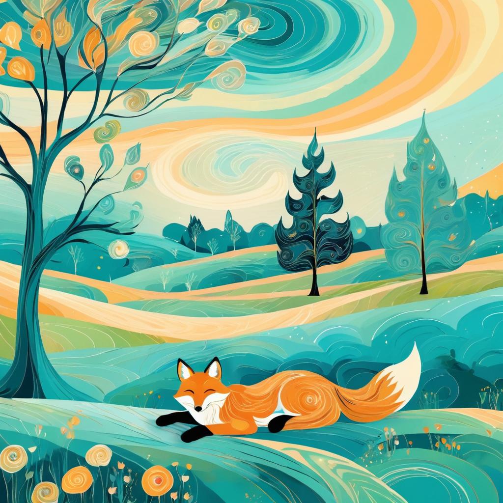 Whimsical Dreamscape: Woman and Fox