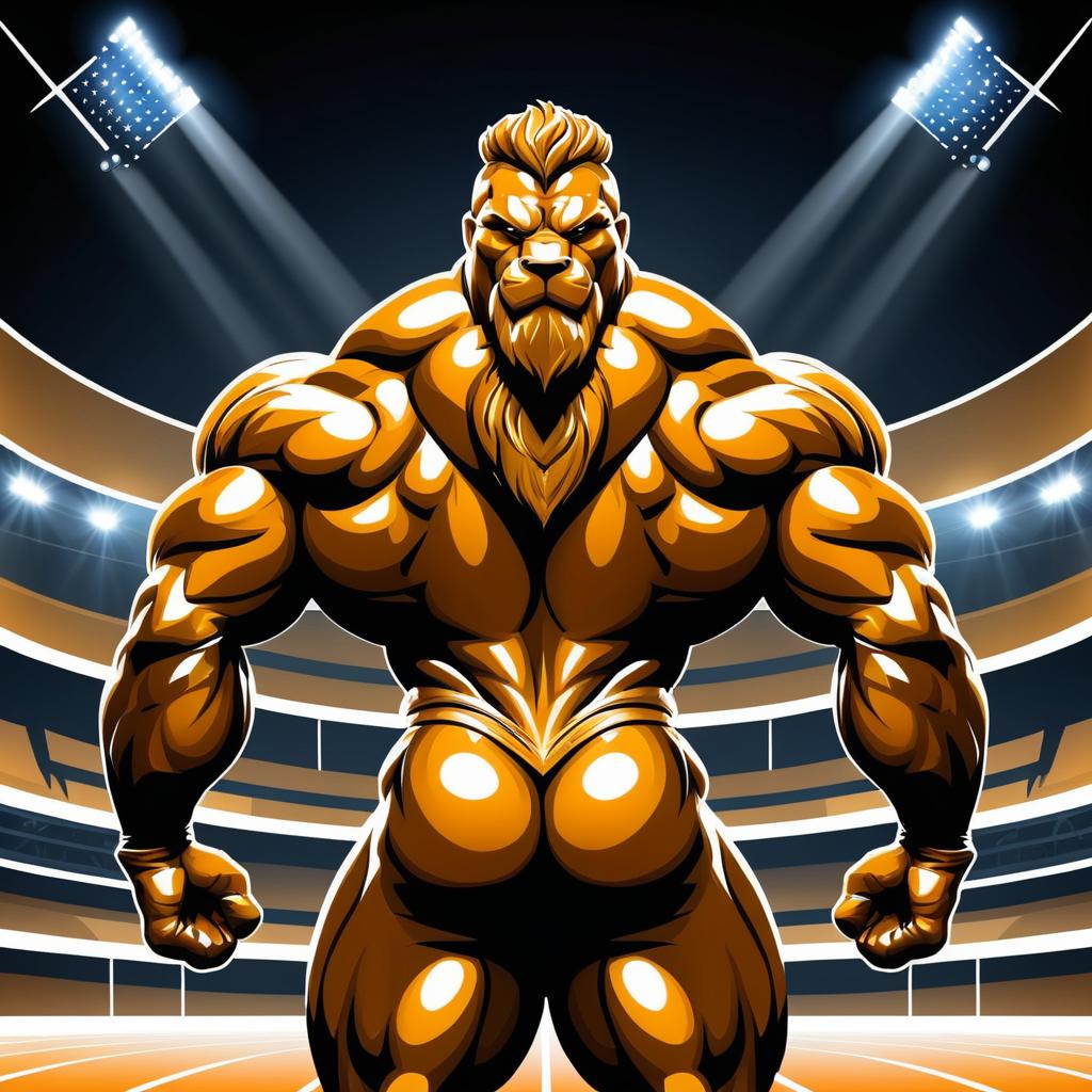 Athletic Lion Bodybuilder in Elegant Arena