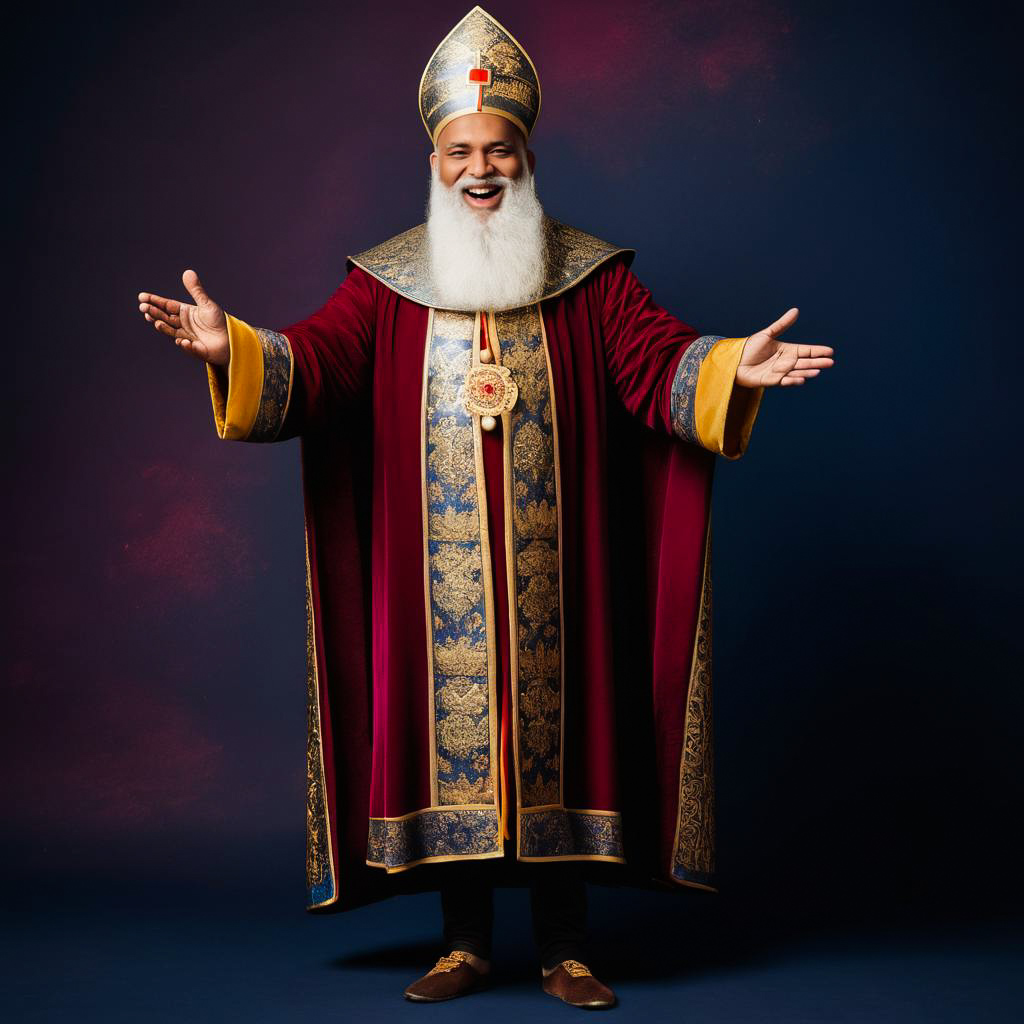 Joyful Old Man in Sinterklaas Robes