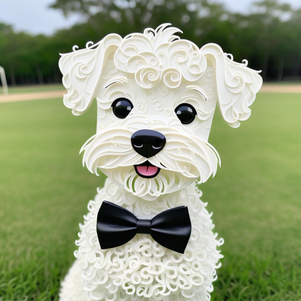 Curly-Bearded Dog in Cartoon Style